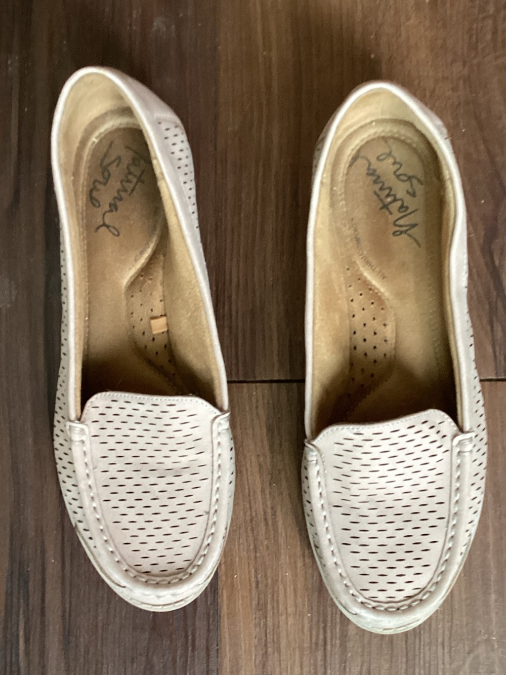 Natural Soul Women's Light Beige Perforated Slip-On Loafers